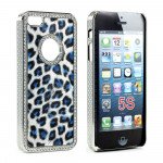 Wholesale iPhone 5 5S  Leopard Diamond Chrome Case (Blue)